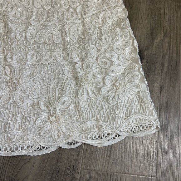 SUE WONG Appliqué Halter Sleeveless Dress White Ivory Sz 2 Bridal Embroidered - Picture 16 of 16